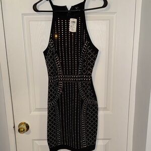 Windsor Black Mini Dress with Silver Studs
